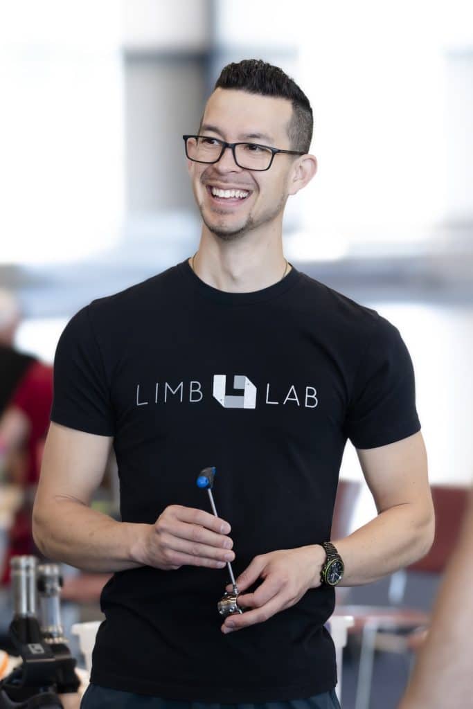 Limb Lab team member at a running blade event.