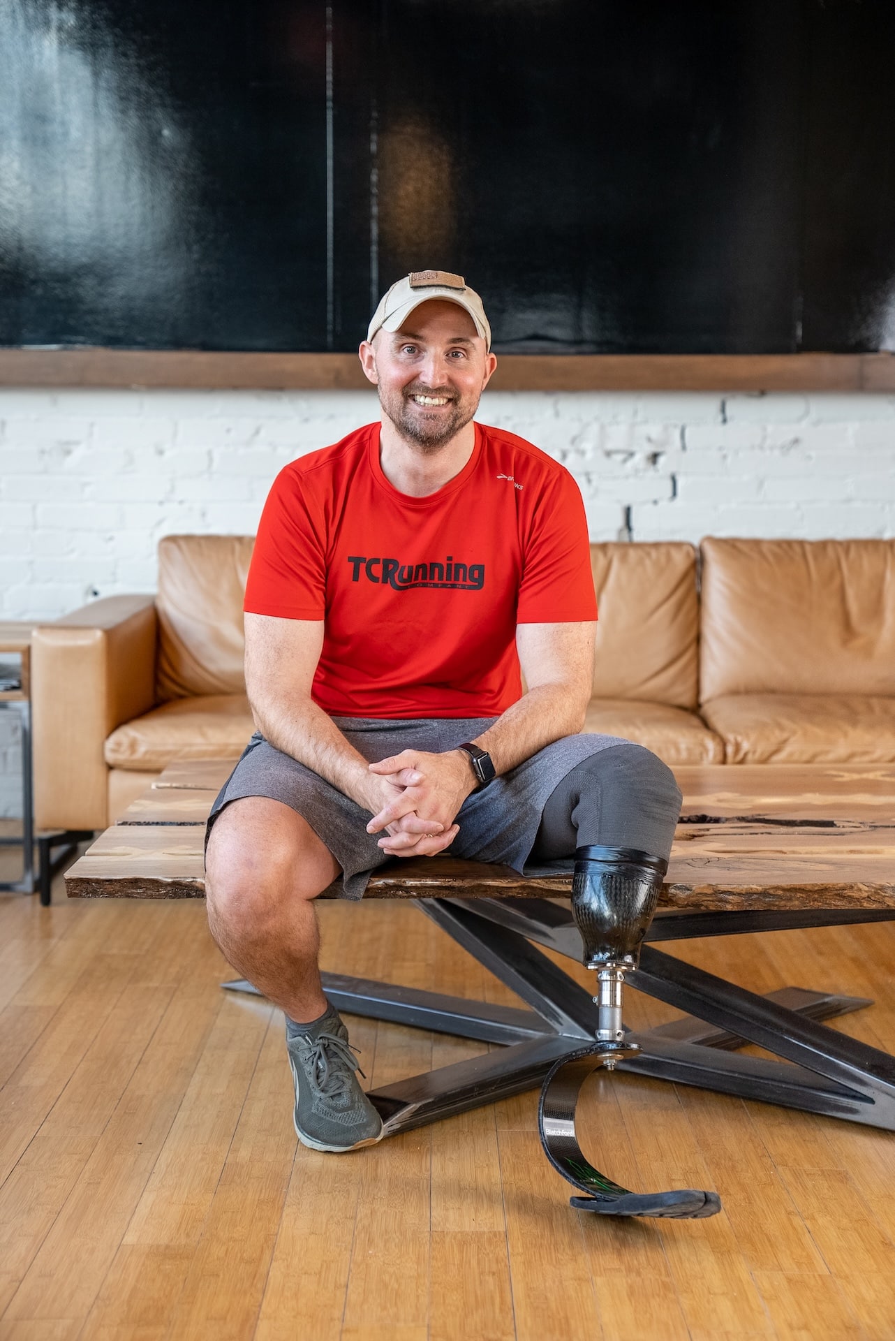 Limb Lab patient wearing a prosthetic leg made for running